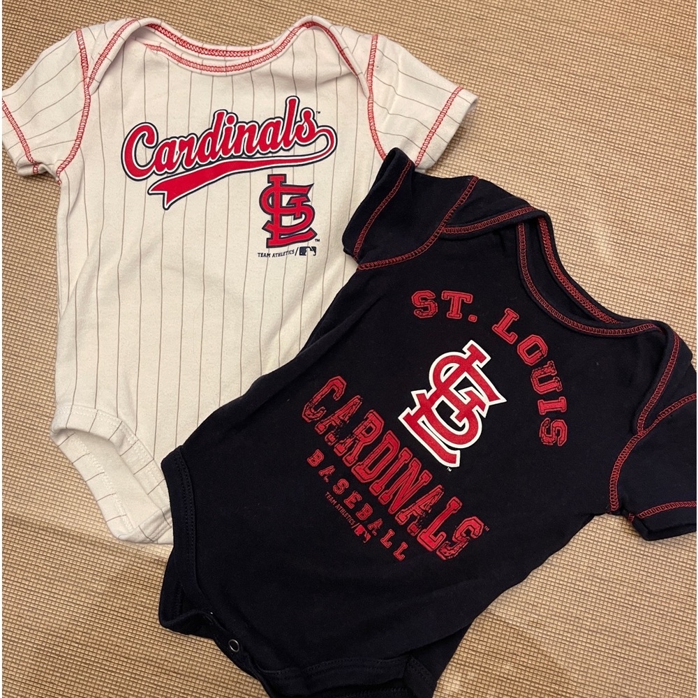 Pair of St. Louis Cardinals onesies.